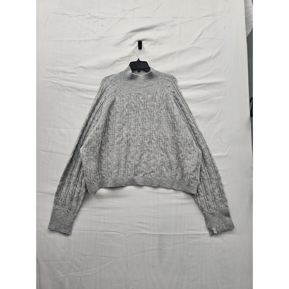 JoyLab Womens Cable Knit Mock Neck Pullover Sweater Gray Poly Blend XXL